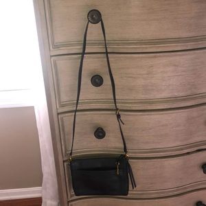 Fossil black leather crossbody.